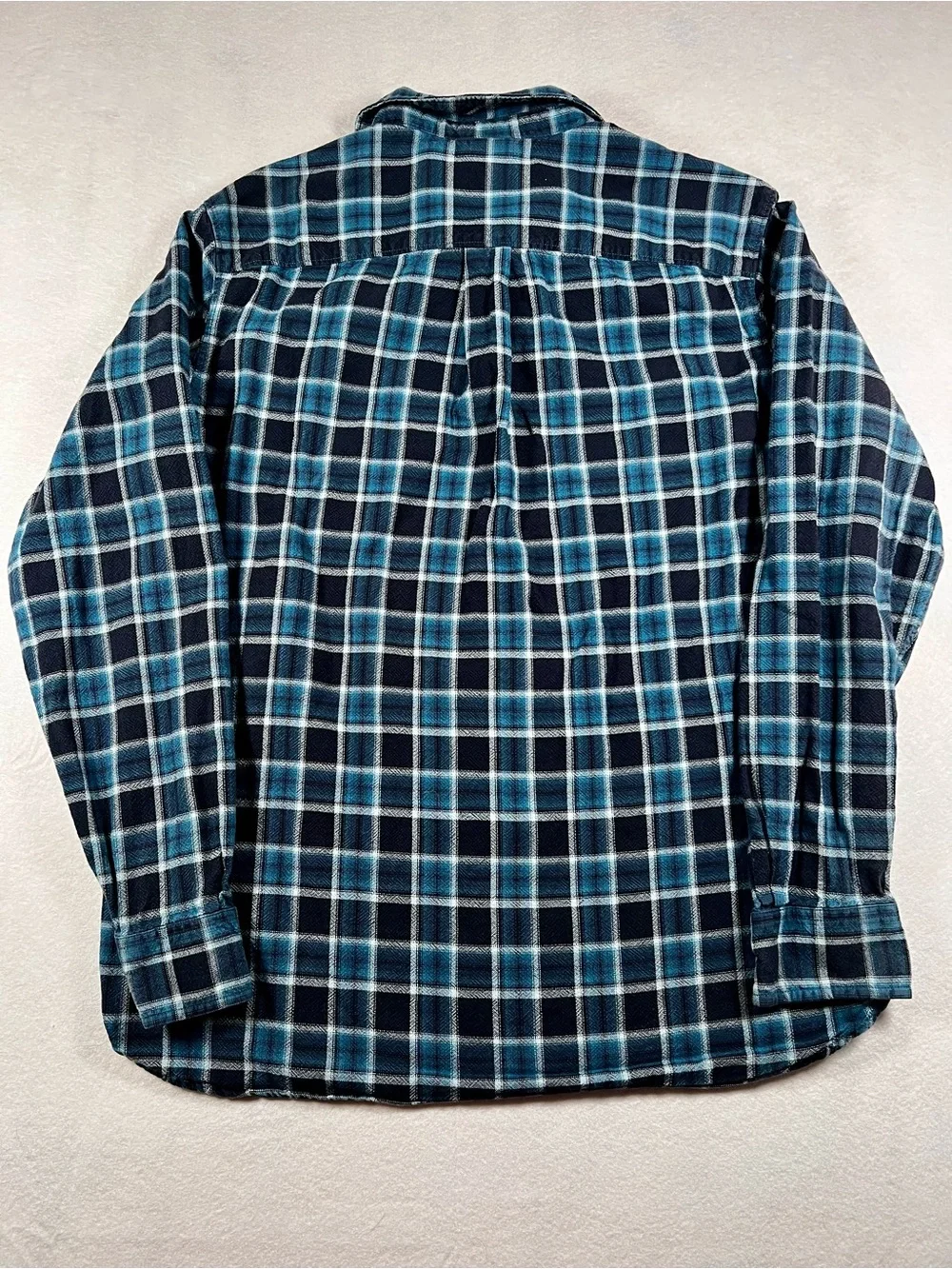 The North Face Men’s Large Blue Plaid Flannel Shirt Button Down Outdoor Hiking